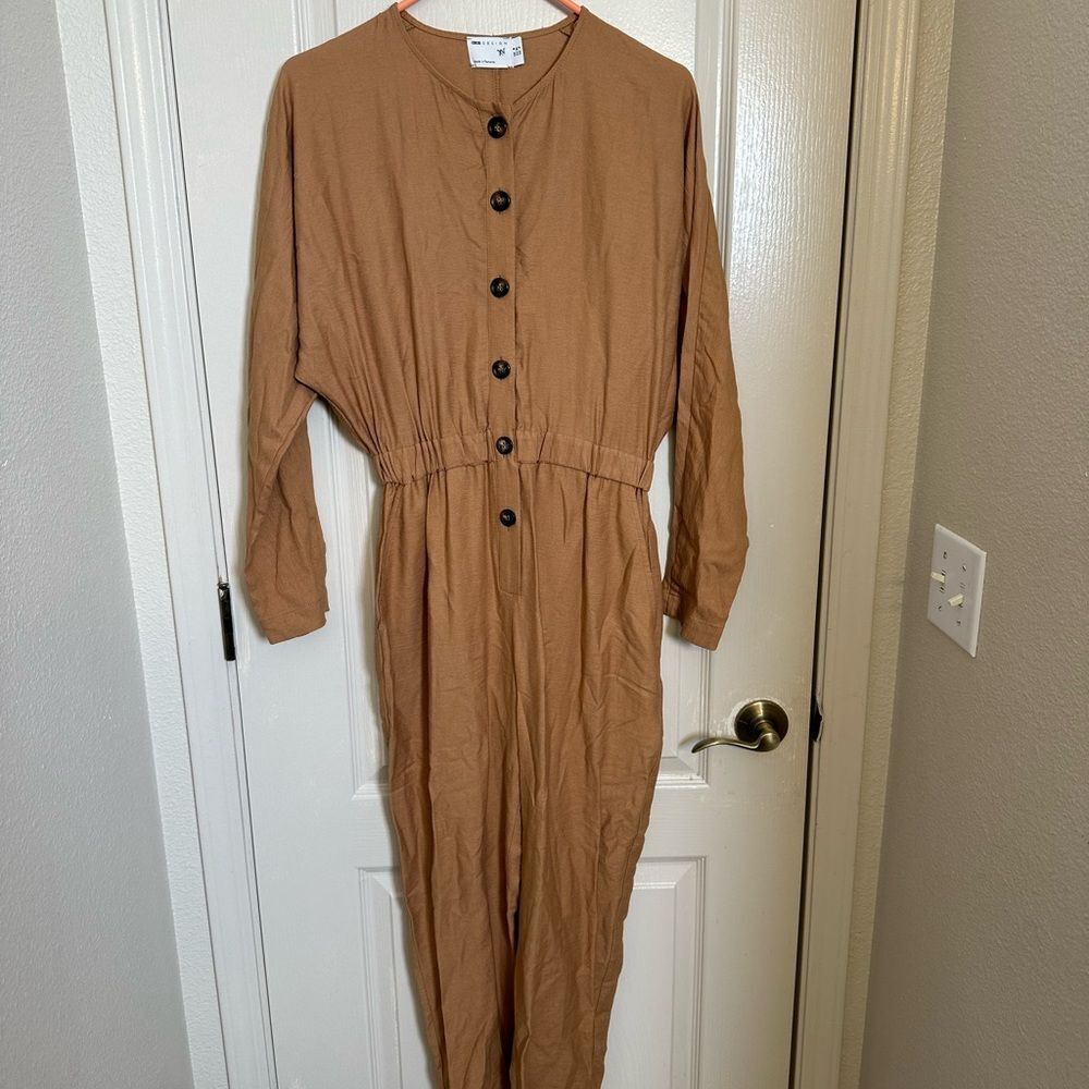 ASOS Brown Button-Up Jumpsuit Sz 4